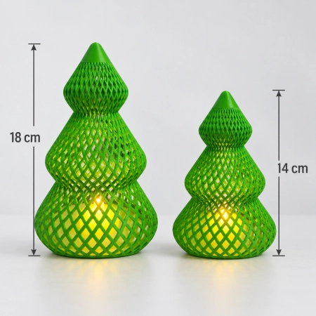 Choinka LED 18 cm zielona – ażurowa dekoracja świąteczna druk 3D